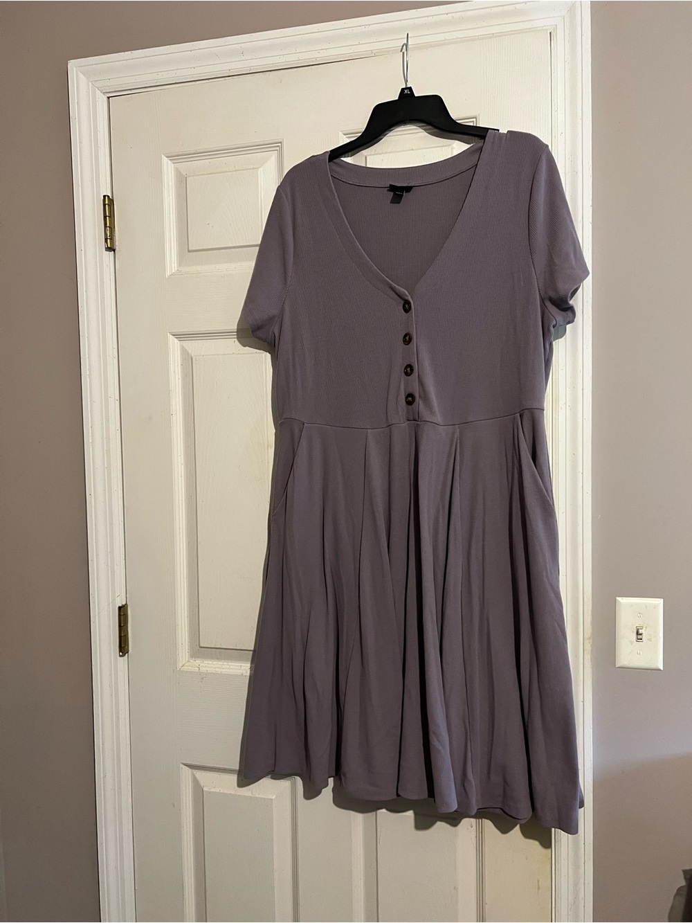 Torrid Women’s V-Neck Short Sleeve A-Line Dress in Dusty Lavender